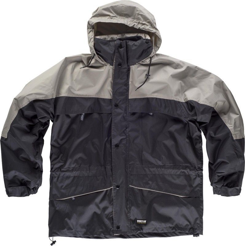 Parka bicolor impermeable Negro / Beige