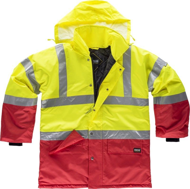 Parka combinada alta visibilidad con cintas Rojo / Amarillo