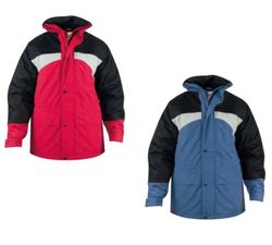 Parkas impermeables y transpirables bicolor azul-negra y roja-negra