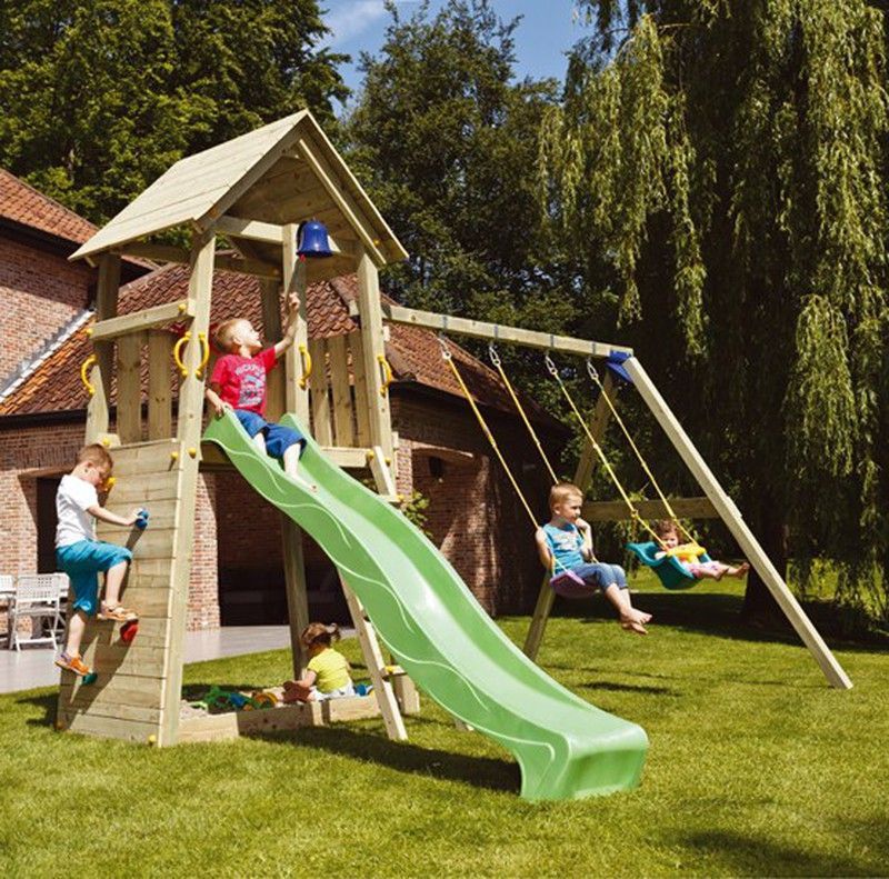 Parque de juegos torre belvedere con columpio doble