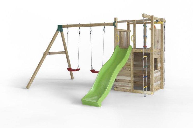 Parque infantil Houser con cabaña y rocodromo