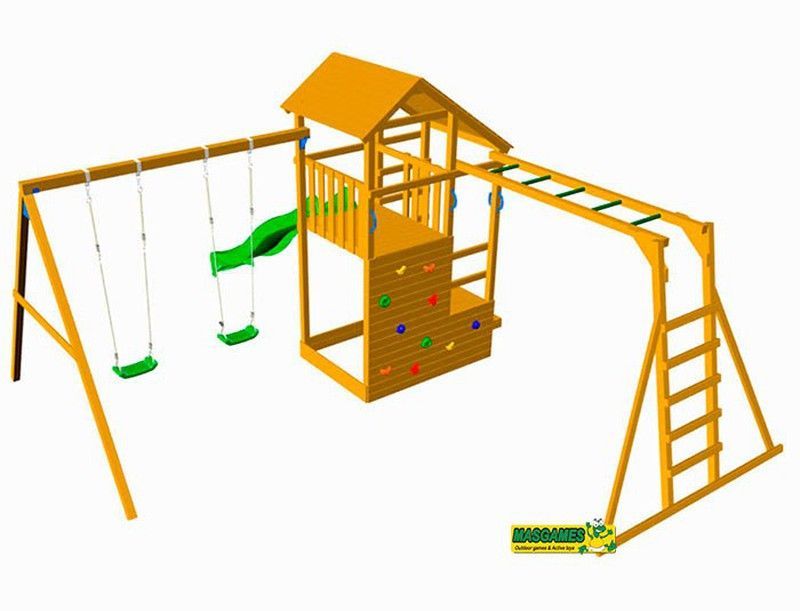 Parque infantil MASGAMES TEIDE XL con Columpio y Escalera de Mono MA700103