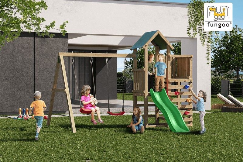 Parque niños diversión segura con torre, columpios y tobogán Chester