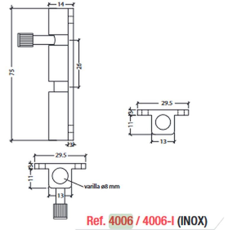 Pasador Universal Puente Normal 45mm Negro