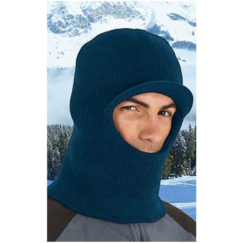 Pasamontañas de punto con visera azul marino