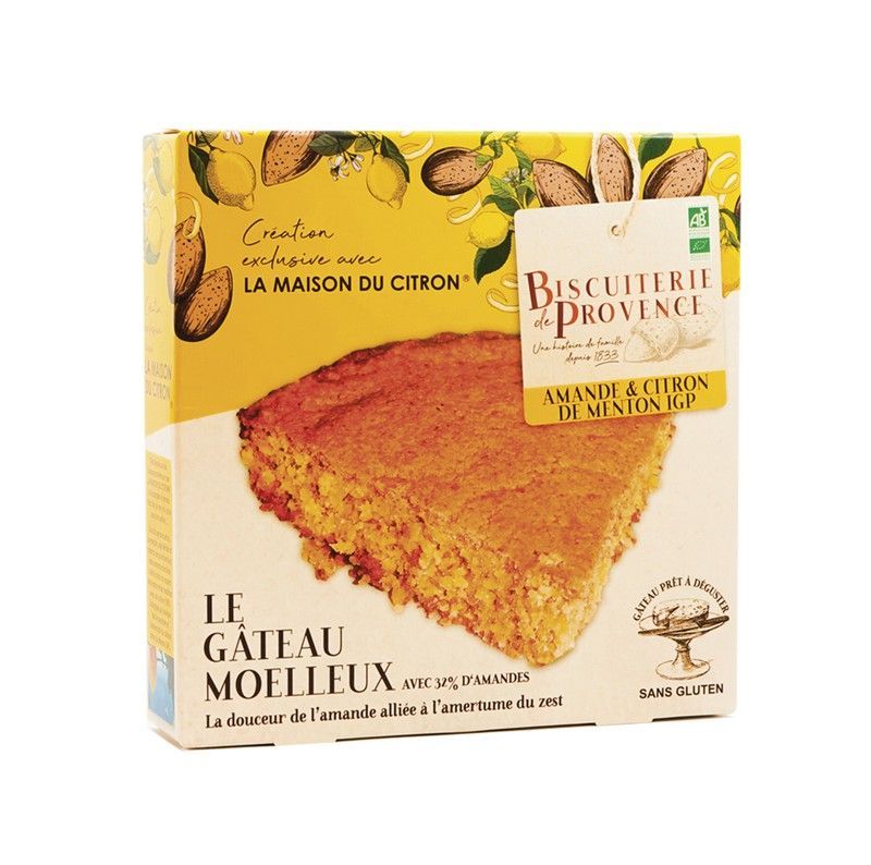 Pastel de almendras sin gluten con limón de Menton IGP 225 g Biscuiterie de Provence