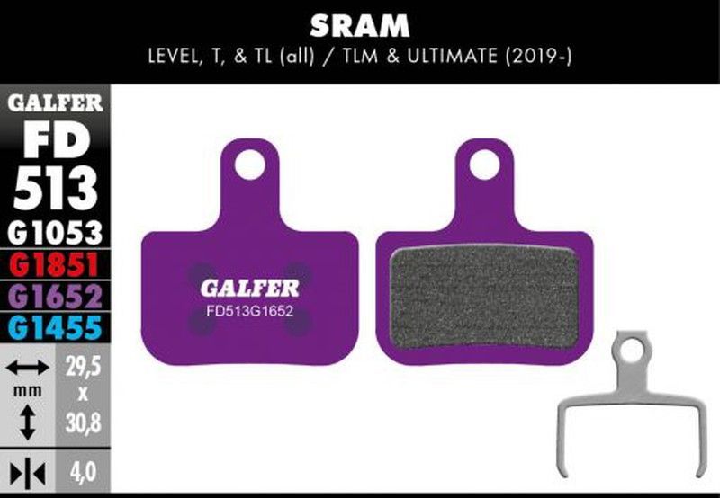 Pastillas  Galfer Color Violeta E-Bike Sram Level, T, Tl