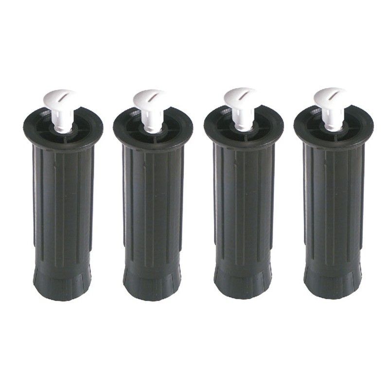 Patas mueble cocina con tapón plástico MICEL. Kit 4 Patas Cocina T/Plastico 130-200Mm