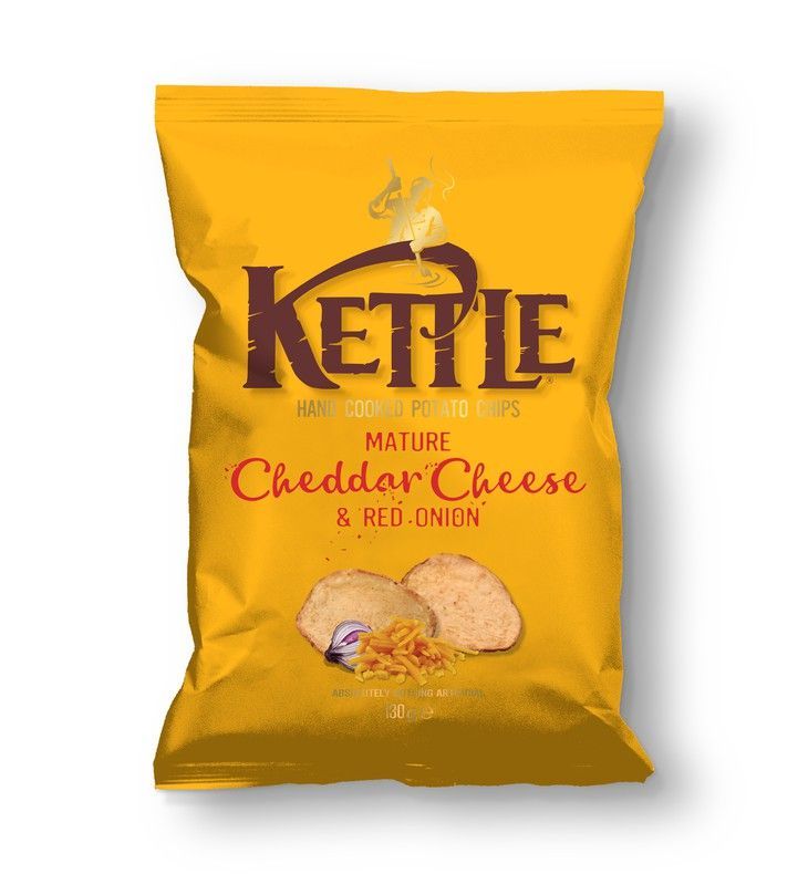 Patatas fritas con sabor queso cheddar curado y cebolla roja 130 g Kettle Chips