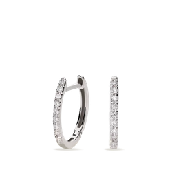 PE-302 Pendientes oro blanco 18K de mujer criollas con diamantes talla brillantes