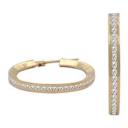 PE-A507 Pendientes mujer en oro 18K acabado en brillo de aros con circonitas diámetro interior 20 mm