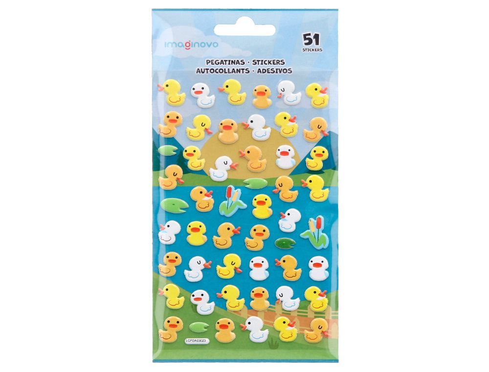 Pegatinas imaginovo cute animales patos con relieve 190x105 mm en blister