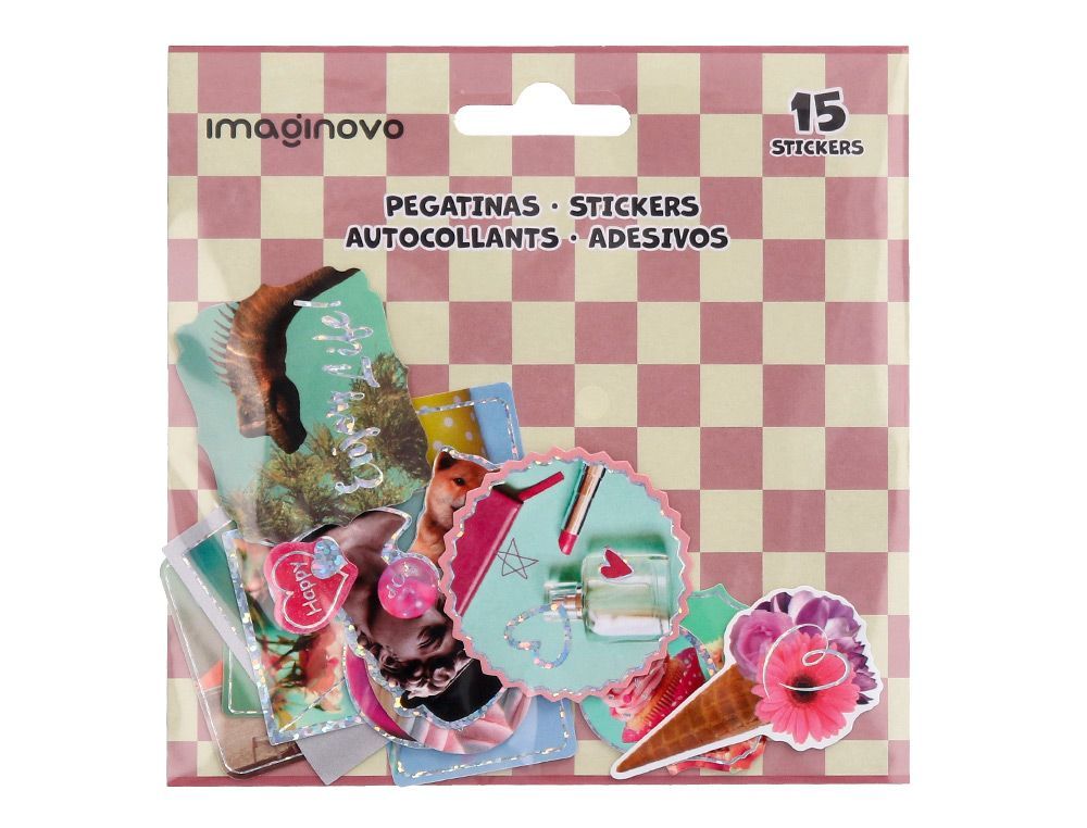 Pegatinas imaginovo good vibes diseńos surtidos para ordenador 145x140 mm en blister