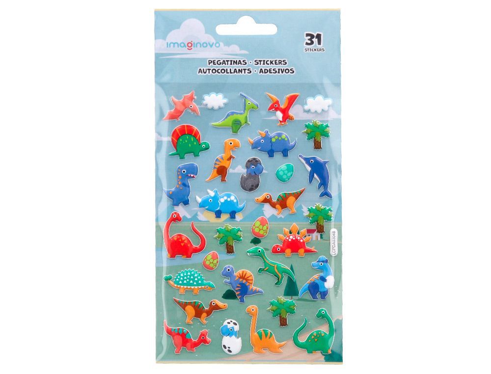 Pegatinas imaginovo kids dinosaurios goma eva 190x105 mm en blister