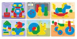 Pegs 15 mm: 6 láminas juguetes - Colores primarios