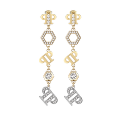 Pendientes Acero Bicolor Dorado Mujer Philipp Plein PJ4EA05EU Colgante Logos Philipp Plein Cristales