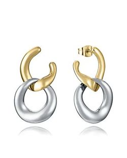 Pendientes Acero Bicolor Dorado Viceroy 3cm 15195E01012 Medio Aro Colgante Eslabón Desmontable