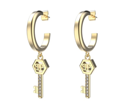Pendientes Acero Dorado Philipp Plein Mujer PJHGA21EU Plein Valentine Aro Abierto Llave Circonitas