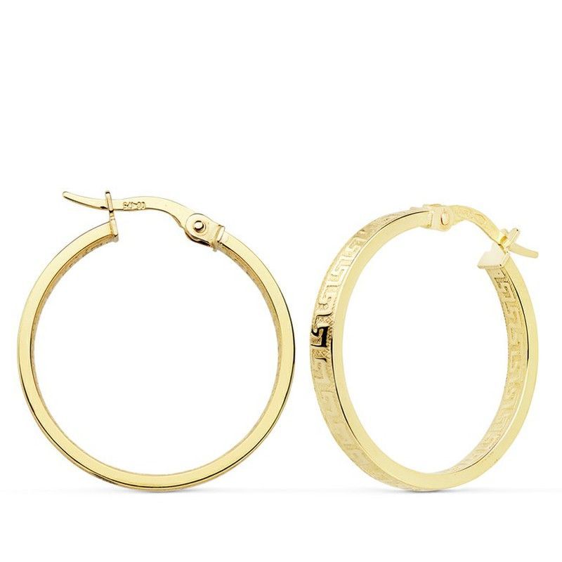 Pendientes Aros Criollas Oro 18kts 24mm x 3mm Versace Greca 07000791