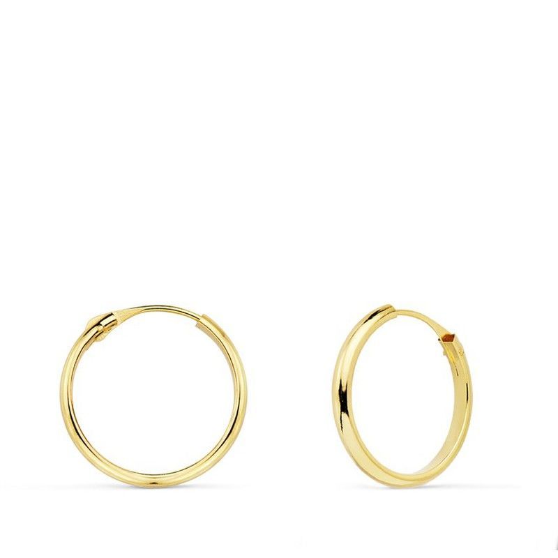 Pendientes Aros Oro 18kts 1/2 Caña 16x2mm 18397