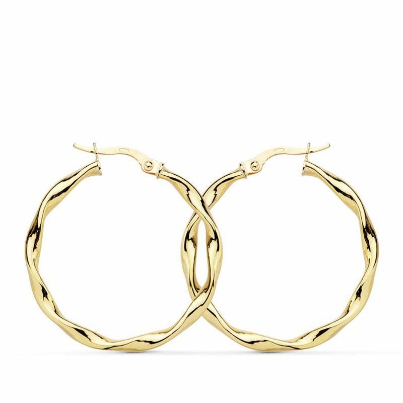 Pendientes Aros Oro 18kts Brillos Retorcidos 30 X 2.5 mm 7000825