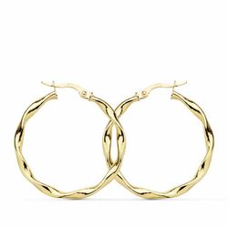 Pendientes Aros Oro 18kts Brillos Retorcidos 30 X 2.5 mm 7000825