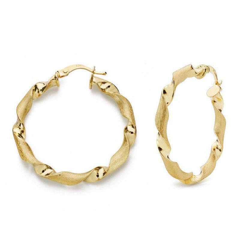Pendientes Aros Oro 18kts de 31mm Retorcidos 07000798