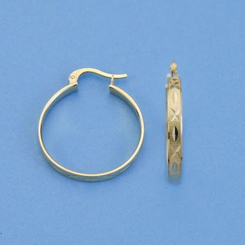 Pendientes Aros Oro 18kts Huecos Tallados 22 X 3 mm 11006