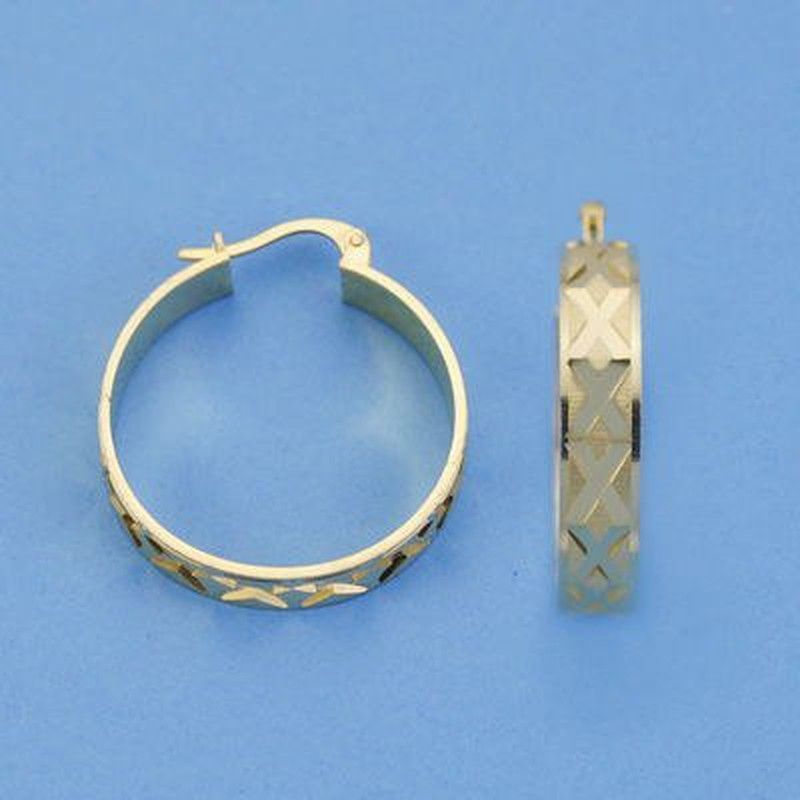 Pendientes Aros Oro 18kts Huecos Tallados 23 X 5 mm 11439