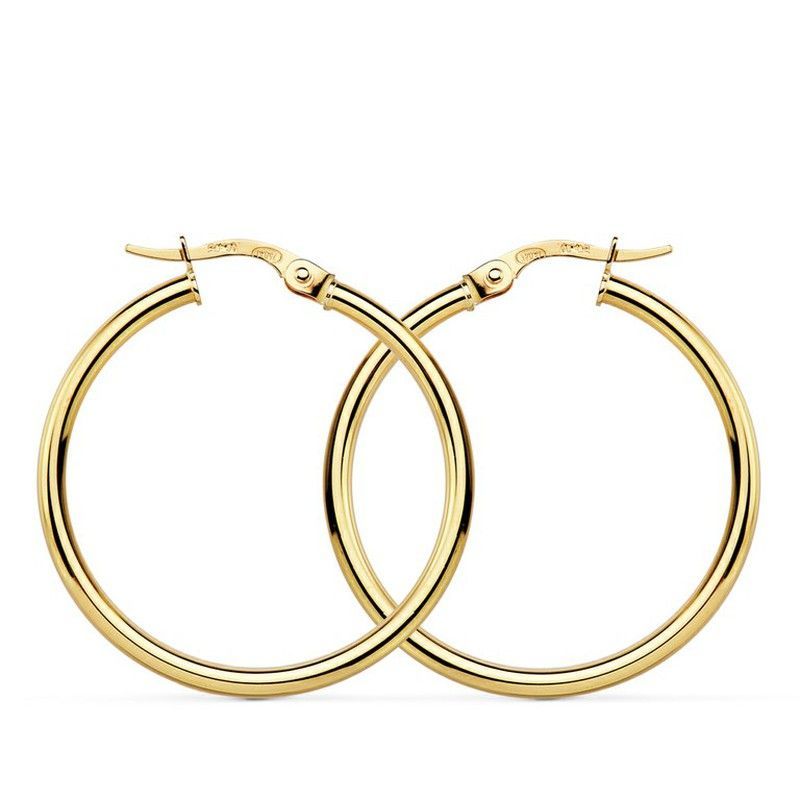 Pendientes Aros Oro 18kts Redondos Huecos 28 X 2 mm 7000763