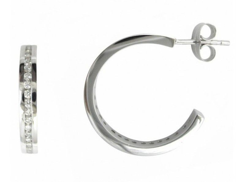 Pendientes Aros Oro Blanco 18kts Diamantes Brillantes 0.96 cts 076837