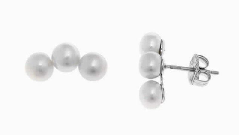 Pendientes de mujer en  plata rodiada y perlas