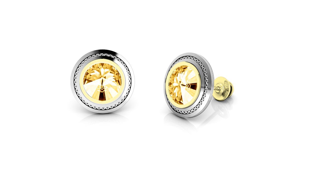 Pendientes de mujer rodiados con cristal swarovski color ámbar