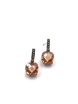 Pendientes Elegant de plata de ley Amber Square