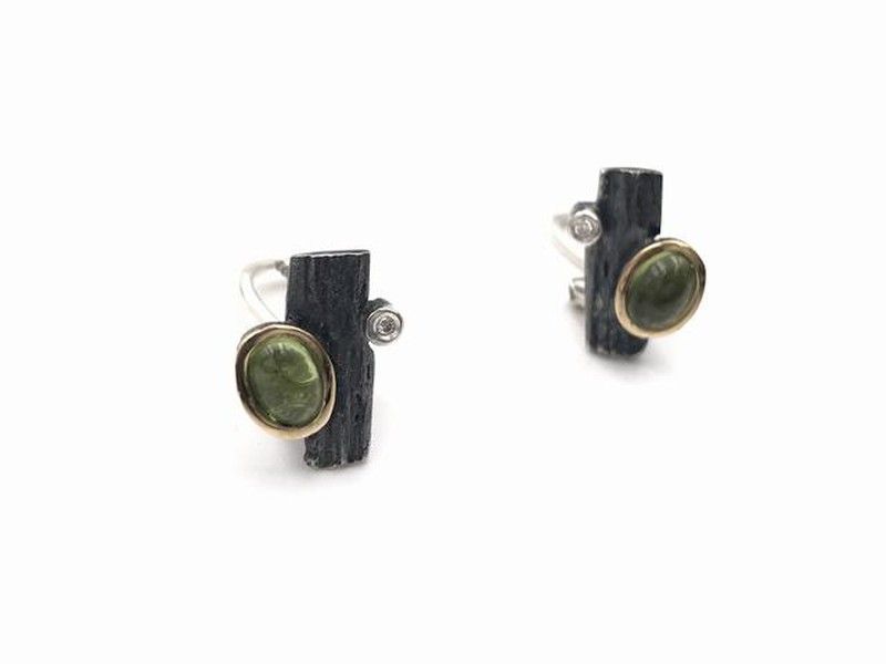 Pendientes en plata de ley Olivine con Brillante
