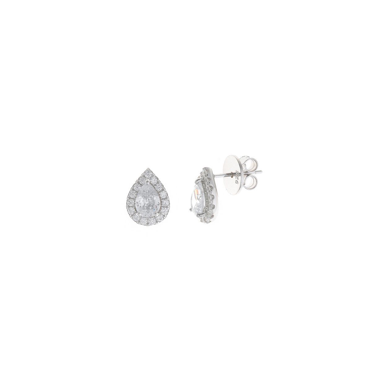 Pendientes en plata de ley Tear White