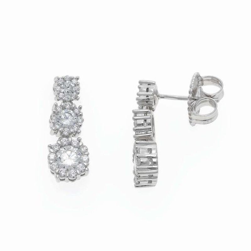 Pendientes en plata de ley Three White