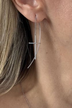 Pendientes enhebrador cruz silver