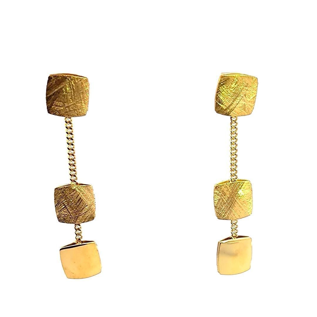 Pendientes IPPOCAMPO plata bañada cuadrados. IPCR80