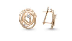 Pendientes IPPOCAMPO plata bañada hilos enredados y circonitas. IPEL326