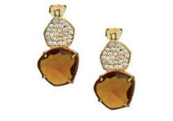 Pendientes IPPOCAMPO plata bañada y piedra champagne. IPEL261