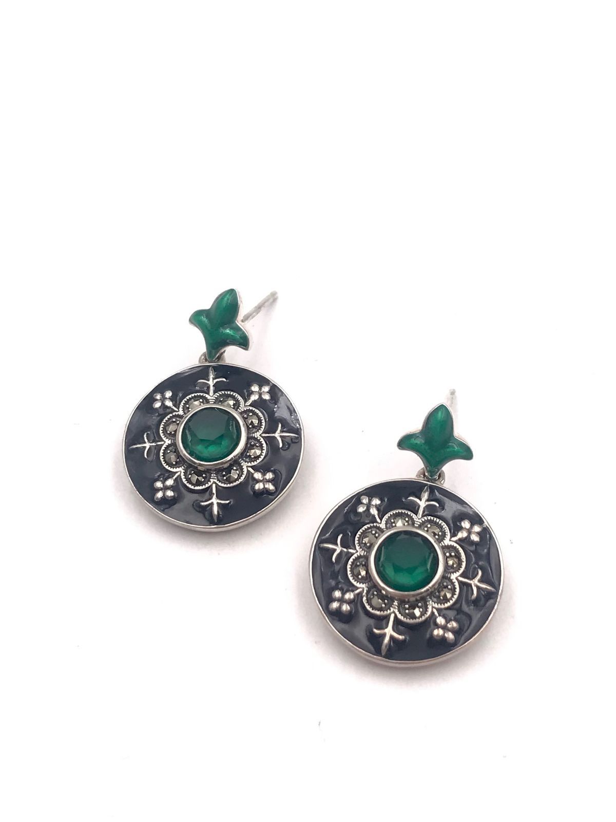 Pendientes largos Elegant de plata de ley Rosette