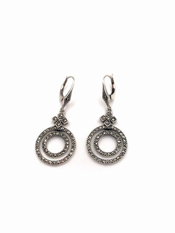 Pendientes largos en plata de ley Hoops