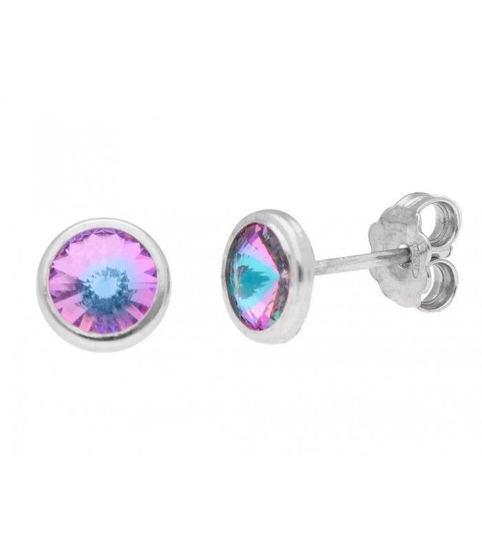 Pendientes Liska Plata 6mm LSW3230A-VL Cristal Violeta