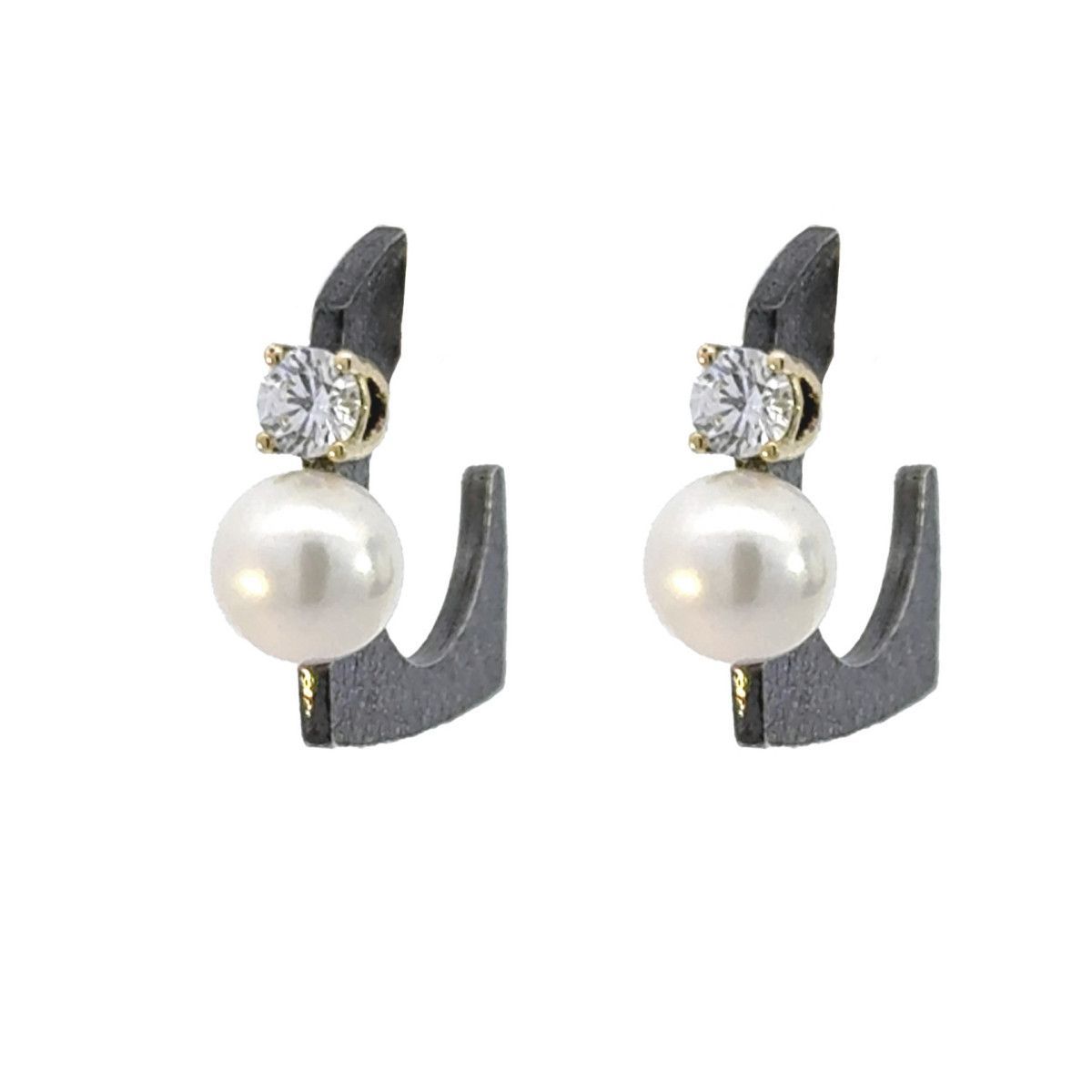 Pendientes MIQUEL SARDÀ de plata, oro, perla y diamante. 25140