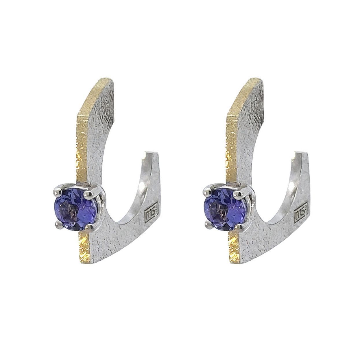 Pendientes MIQUEL SARDÀ de plata, oro, perla y tanzanita. 25156