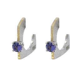 Pendientes MIQUEL SARDÀ de plata, oro, perla y tanzanita. 25156