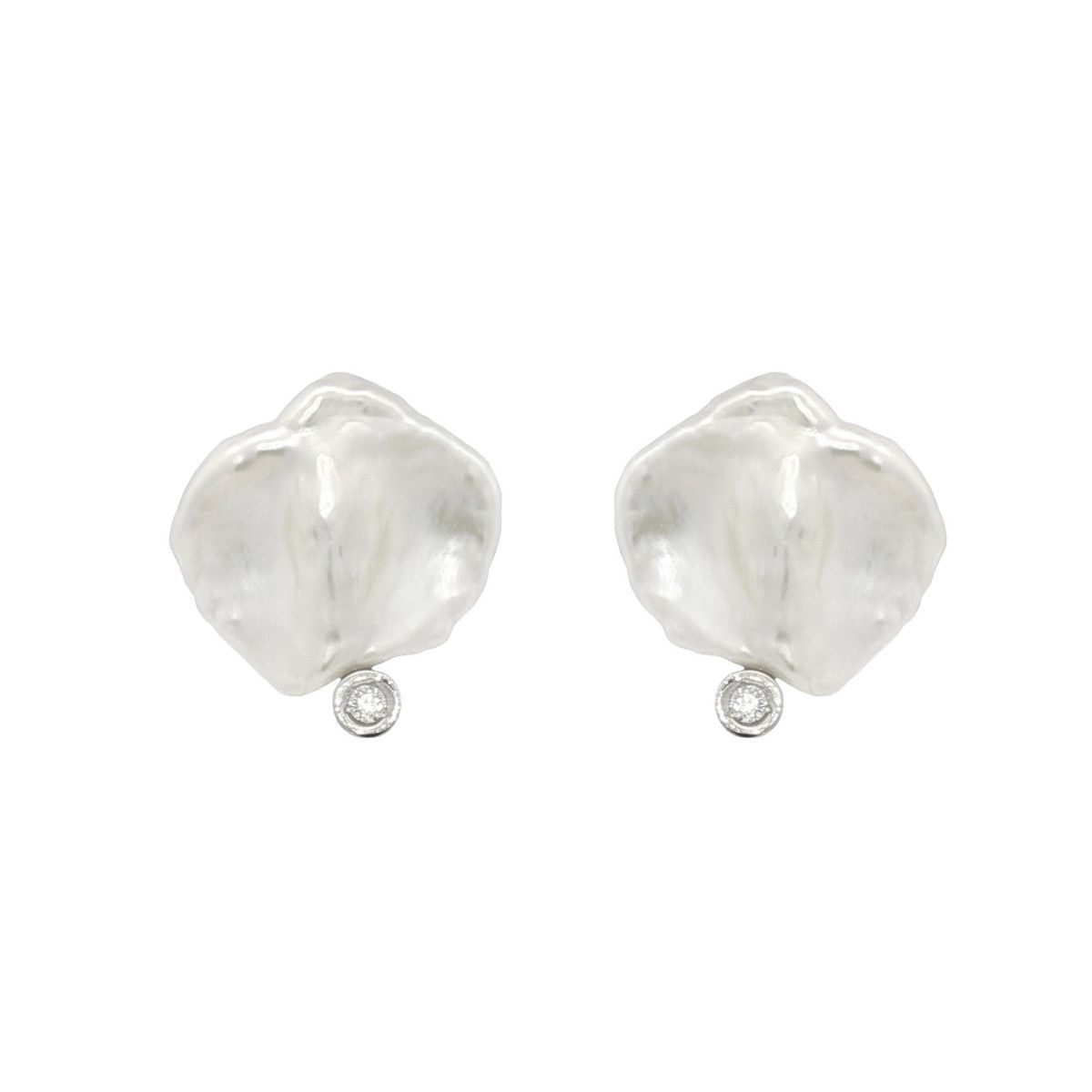 Pendientes MIQUEL SARDÀ de plata, perla y diamante lab. 26263