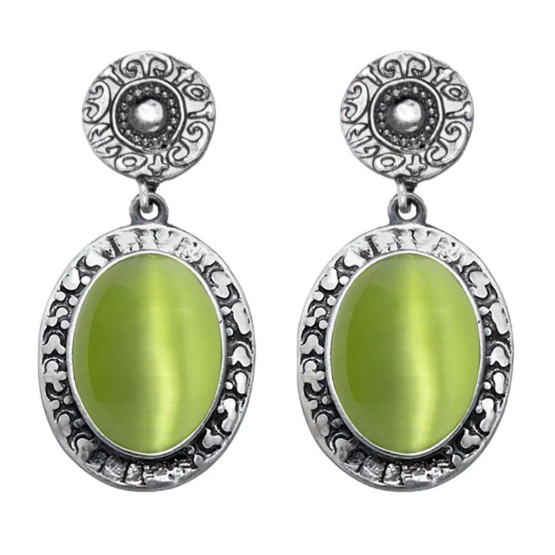 Pendientes Mujer Sei de plata 925 y piedra verde. WE281X