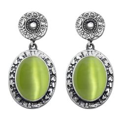 Pendientes Mujer Sei de plata 925 y piedra verde. WE281X